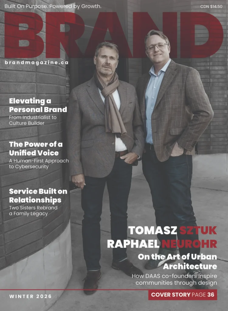 Brand magazine cover featuring Tomasz Sztuk and Raphael Neurohr discussing urban architecture