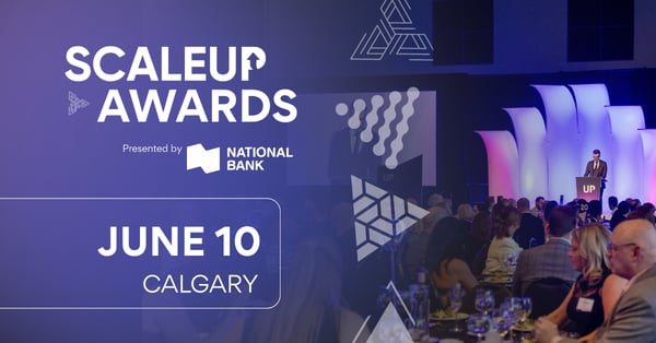 Scaleup Awards June 10 Calgary presented by National Bank with speaker on stage.