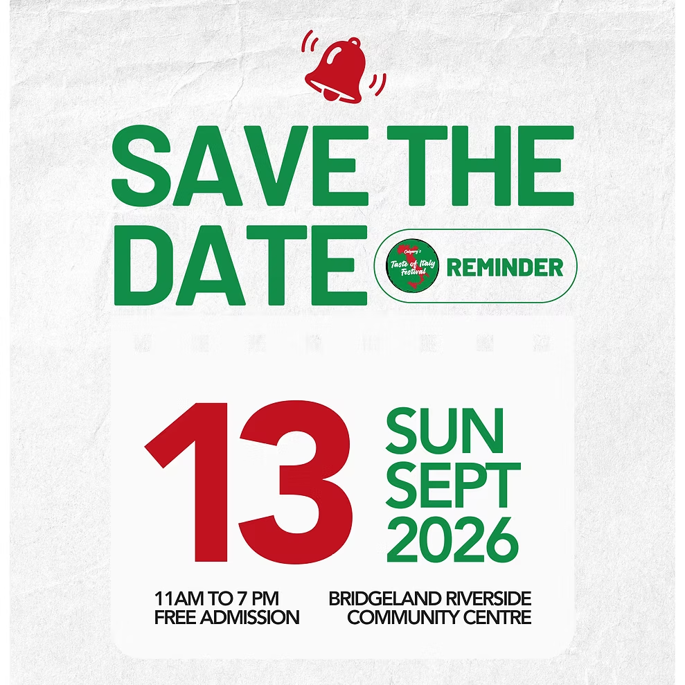 Save the date: Calgary Taste of Italy Festival Sept 13 2026, Bridgeland